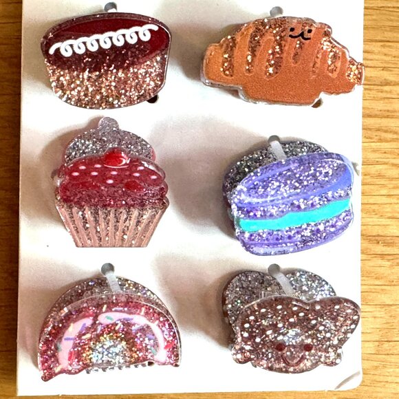 Mini Claw Clips, Cat & Jack™ Set of 6 Bakery Dessert Themed, Multicolor Glitter - Picture 5 of 16